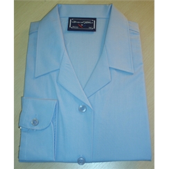 Clearance Blue Long Sleeved Rever Collar Blouse