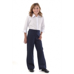 Girls Navy Bootcut Twin Zip Pocket Trousers