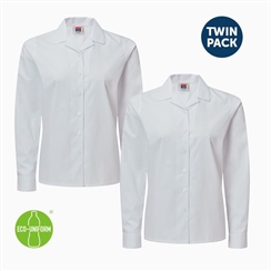 White Long Sleeved Rever Collar Twin Pack Blouse