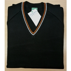 Beacon Year 11 Black V-Neck Jumper with Striped Neck Band (Optional)