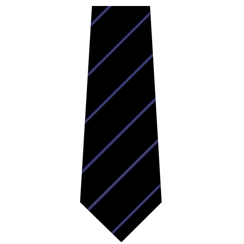 Black with Blue Stripe Senior Length School Tie