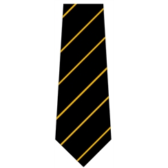 Black with Yellow Stripe Senior Length School Tie