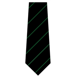 Black with Green Stripe Senior Length School Tie