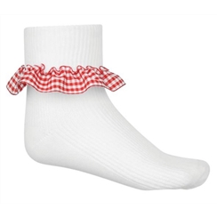 Red 3-Pack Gingham Ankle Socks