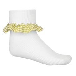 Yellow 3-Pack Gingham Ankle Socks