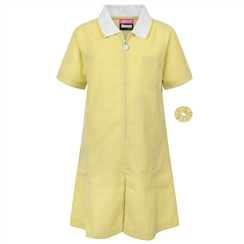 Yellow A-Line Gingham Summer Dress