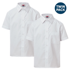 Unisex Eco Junior Velcro Twin-Pack Short Sleeved White Shirt