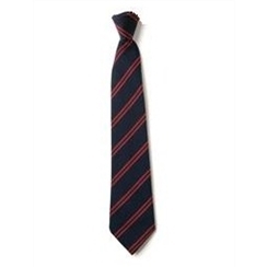Black with Red Double Stripe Senior School Length Clip-On Tie