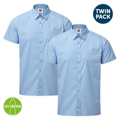 Twin Packed Short Sleeved Blue Shirt