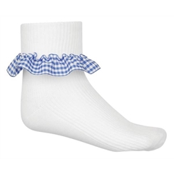 Blue 3-Pack Gingham Ankle Socks