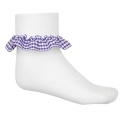 Purple 3-Pack Gingham Ankle Socks