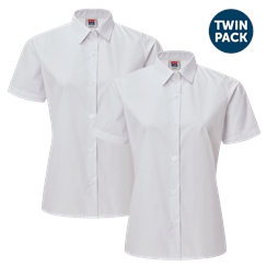 Girls Twin-Pack Short Sleeved White Blouse