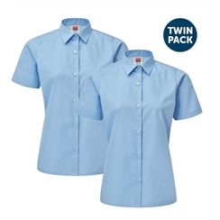 Girls Twin-Pack Short Sleeved Blue Blouse