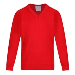 Red Courtelle Acrylic V-Neck Jumper
